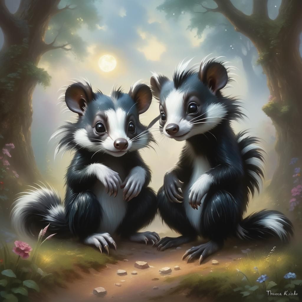 Skunks in Love: Ethereal Fantasy Landscape