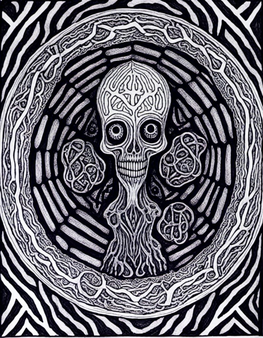 Haunting Geometric Fungal Phantom Art