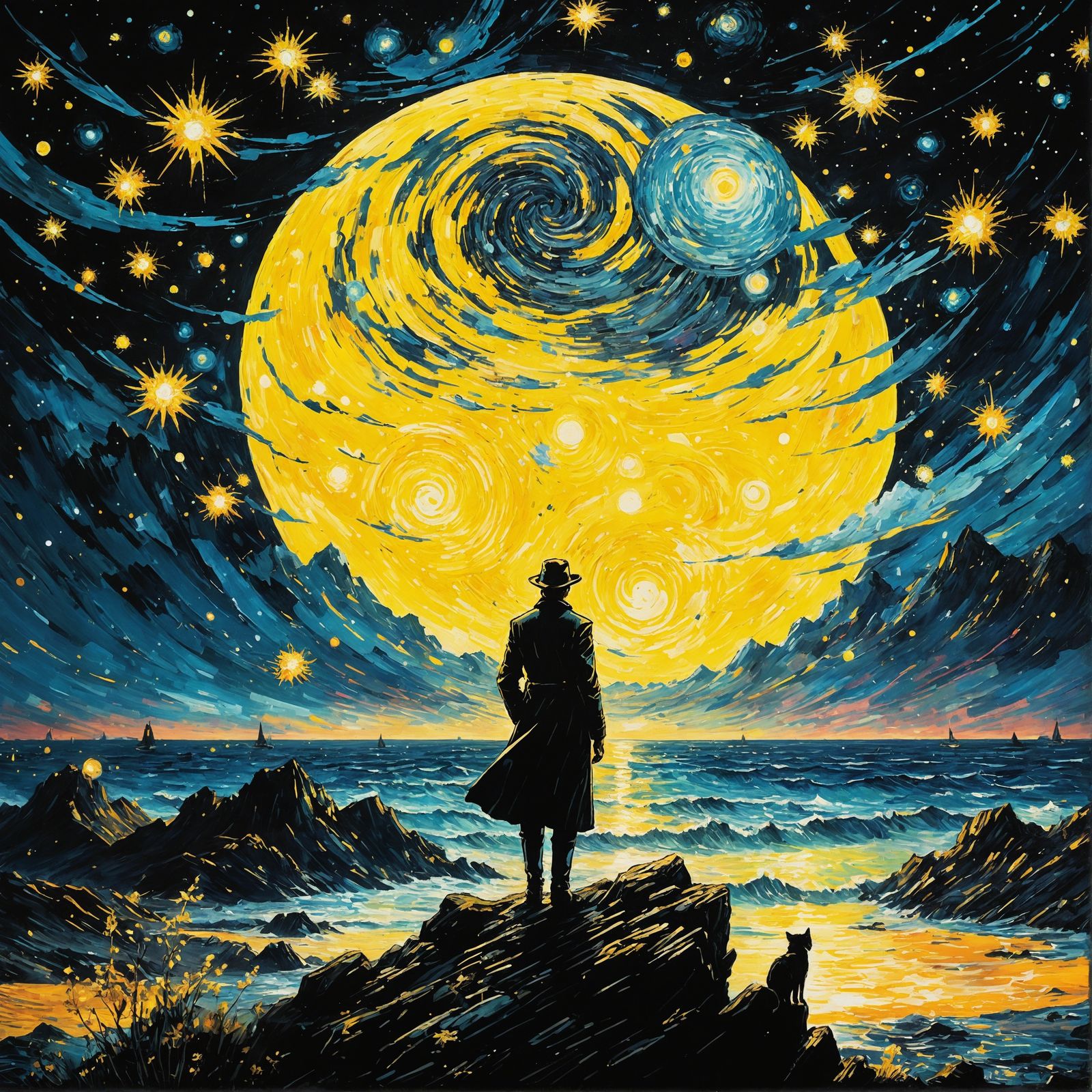 Starry Night Sky in Vibrant Van Gogh Style