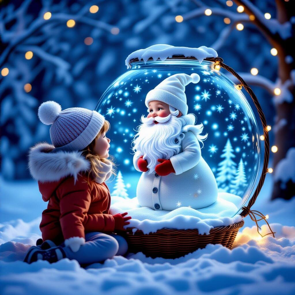 Child Discovers Winter Spirit in Frosted Jar