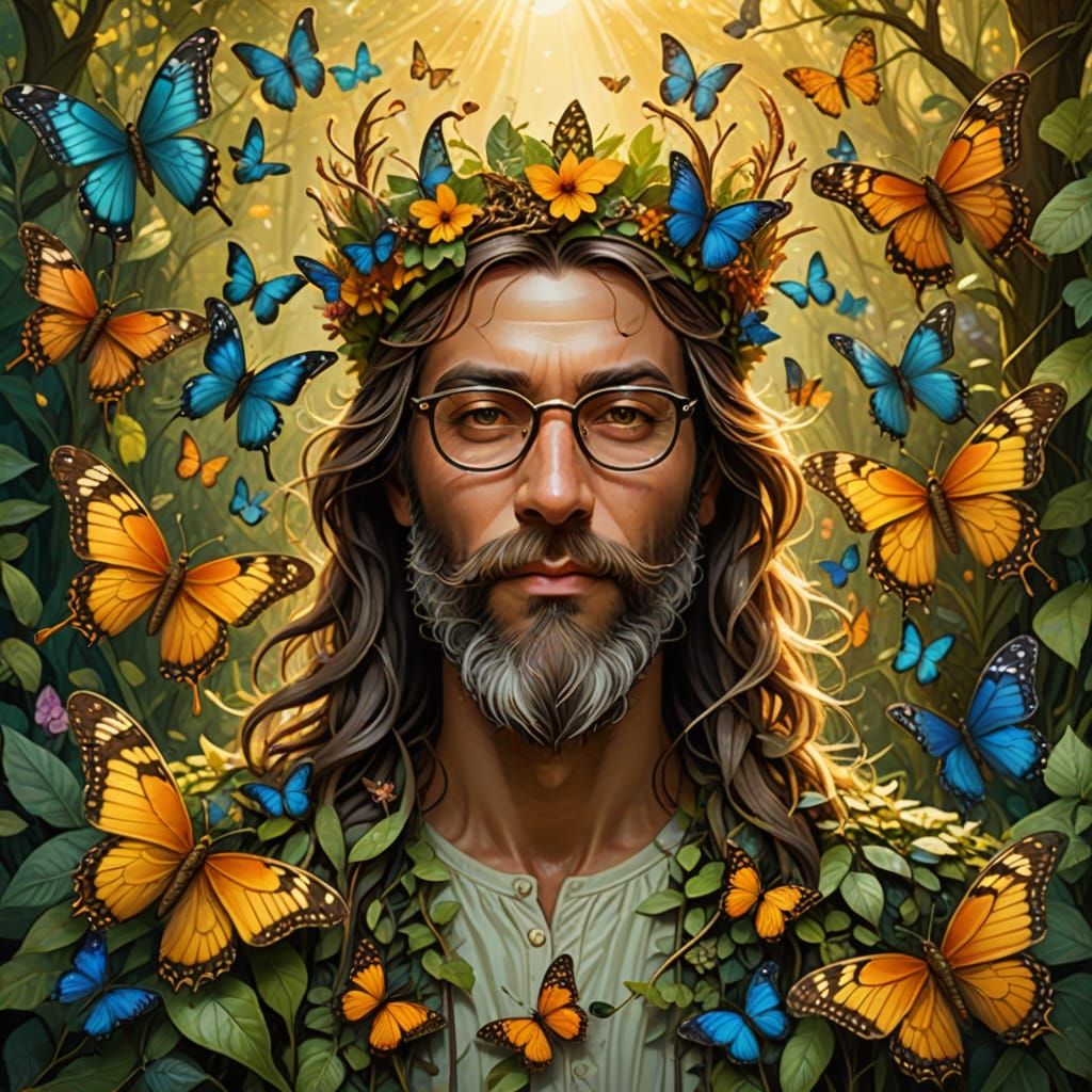 Whimsical Fantasy Portrait of the King of Butterflies