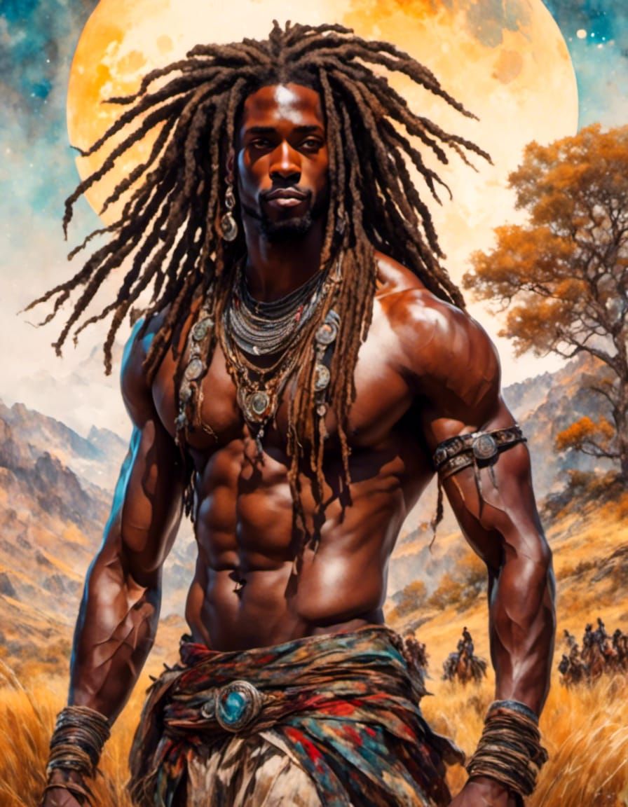 Handsome Man Portrait in Fantasy Grassland