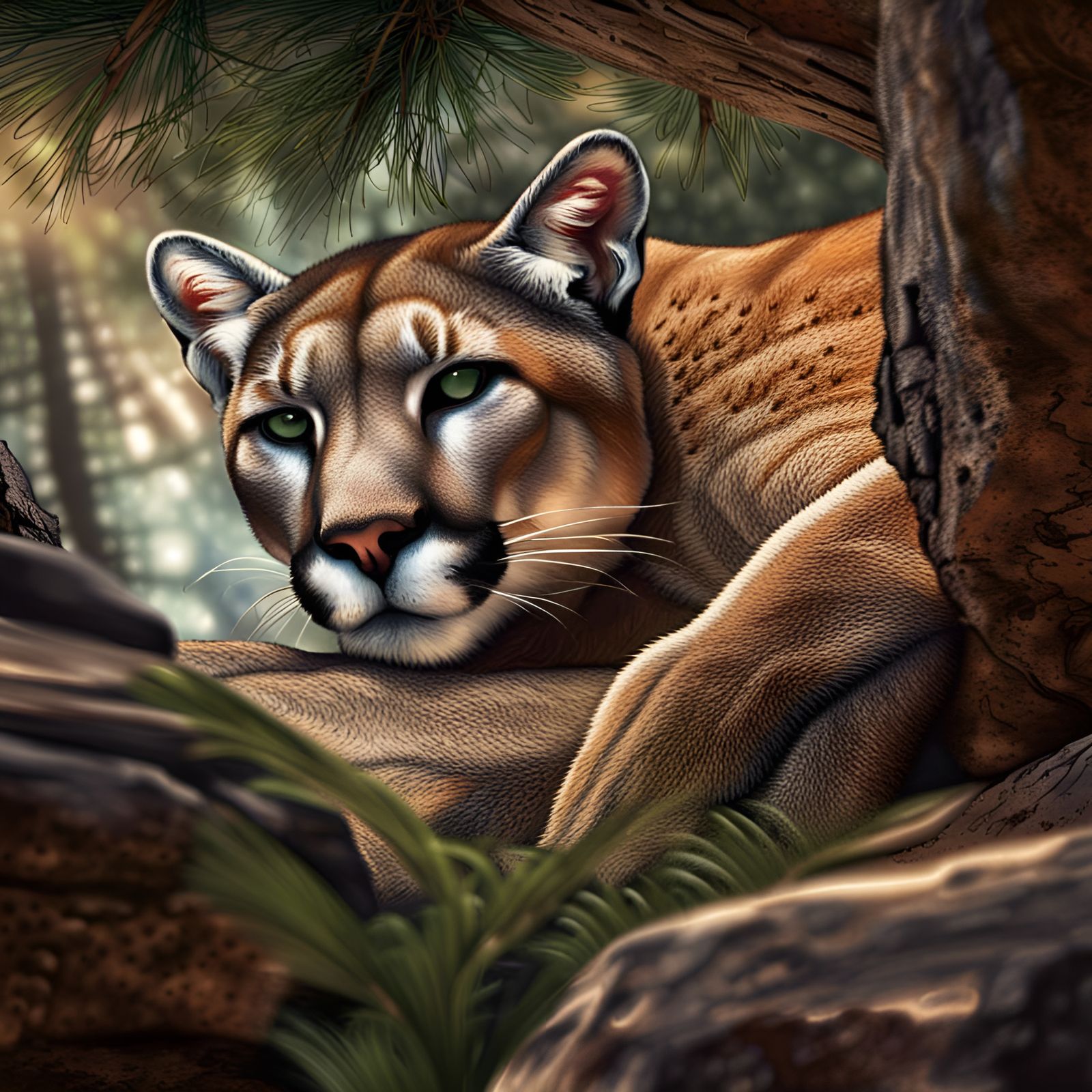 Mountain Lion in Rocky Mountains: Realistic Detail