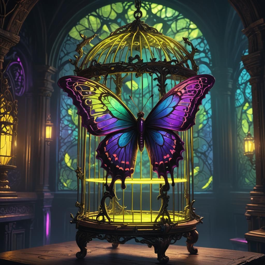 Neon Butterfly in Castle Chamber Concept Art