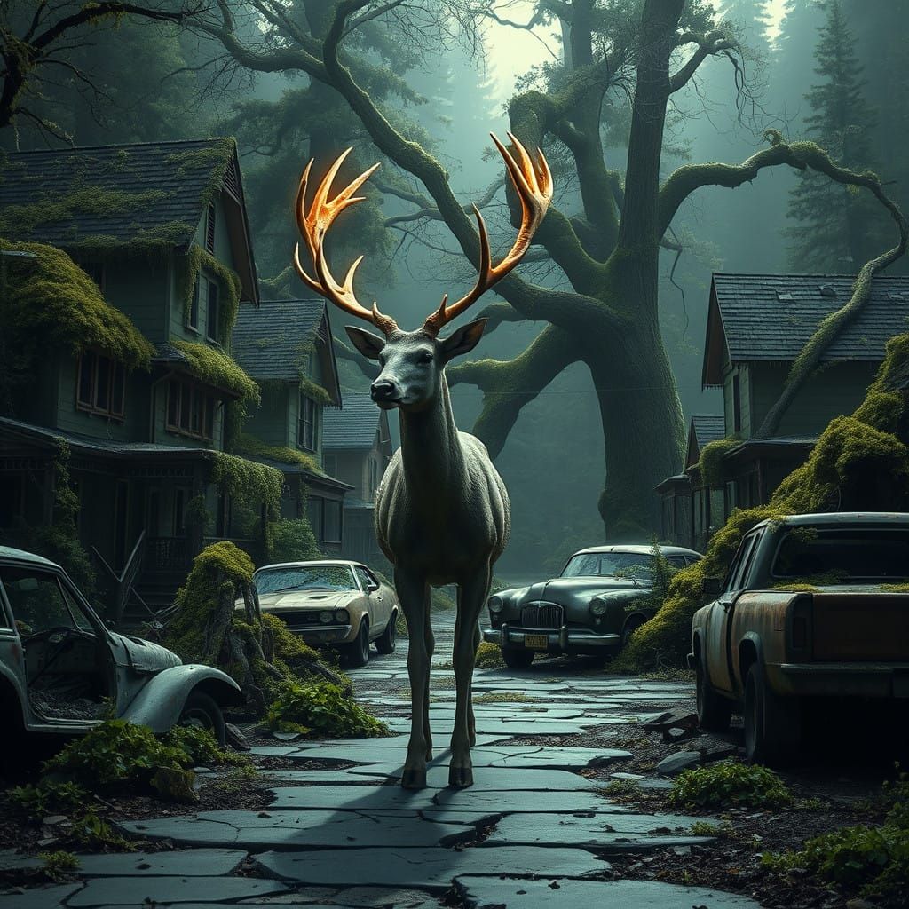 Majestic Futuristic Deer in Dystopian Post-Apocalyptic Lands...