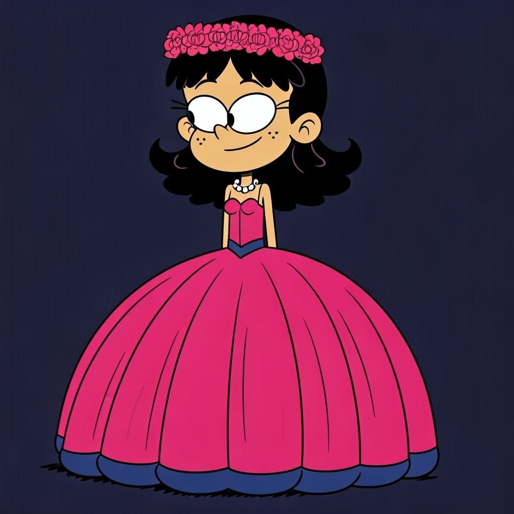Loud House Cartoon Character Stella Zhau in Vibrant Pink Dre...