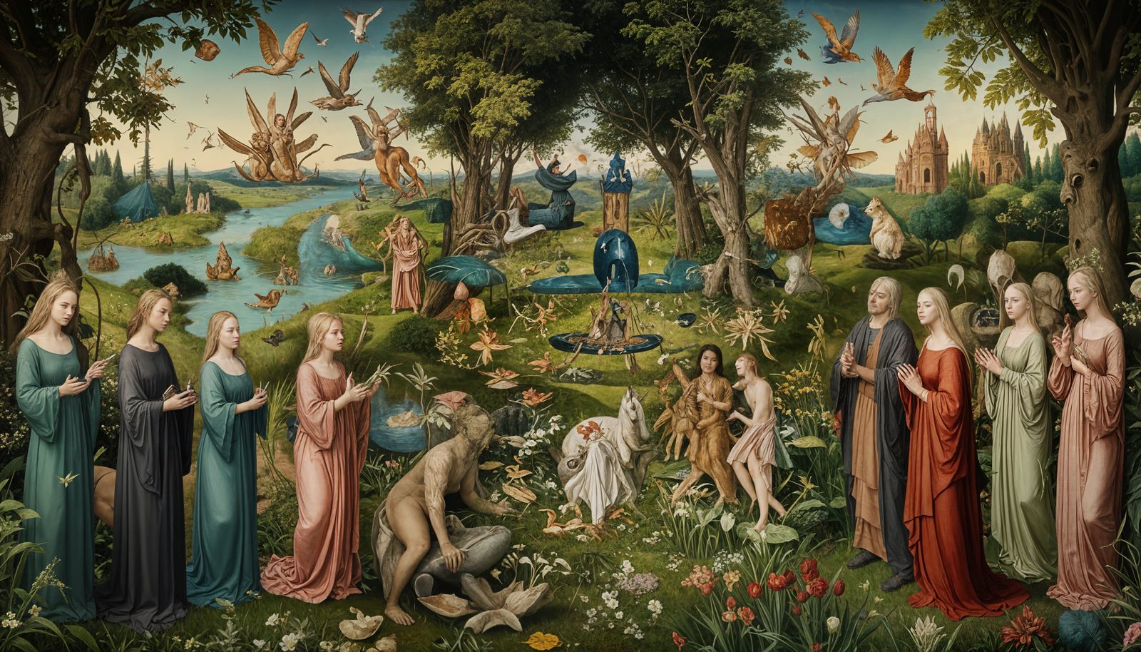 Hindu Gods Ponder Humanity's Future in Earthly Garden