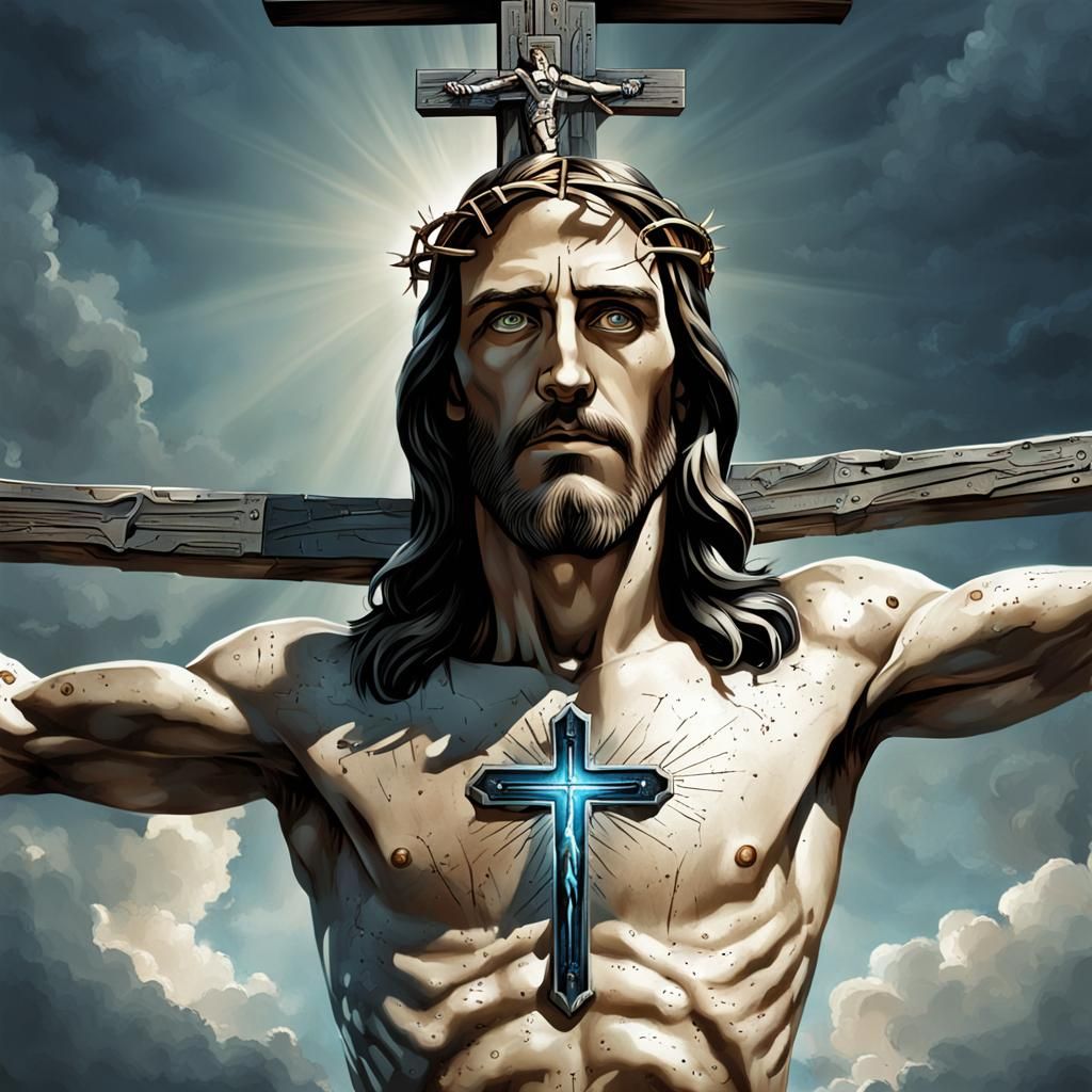 bionic jesus on cross