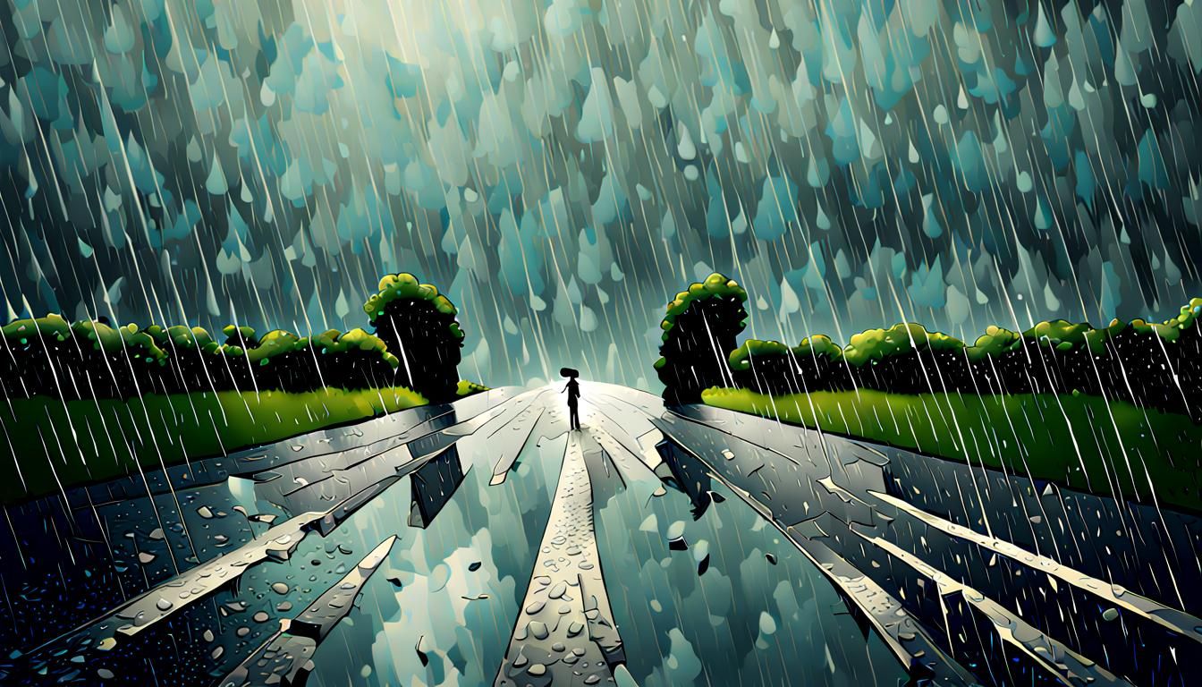 Absurdist Rain Ascending: A Surreal Composition