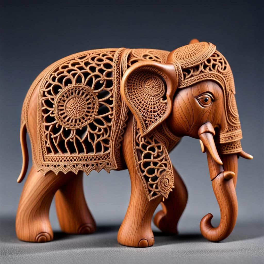 Finely Carved Miniature Sandalwood Elephant