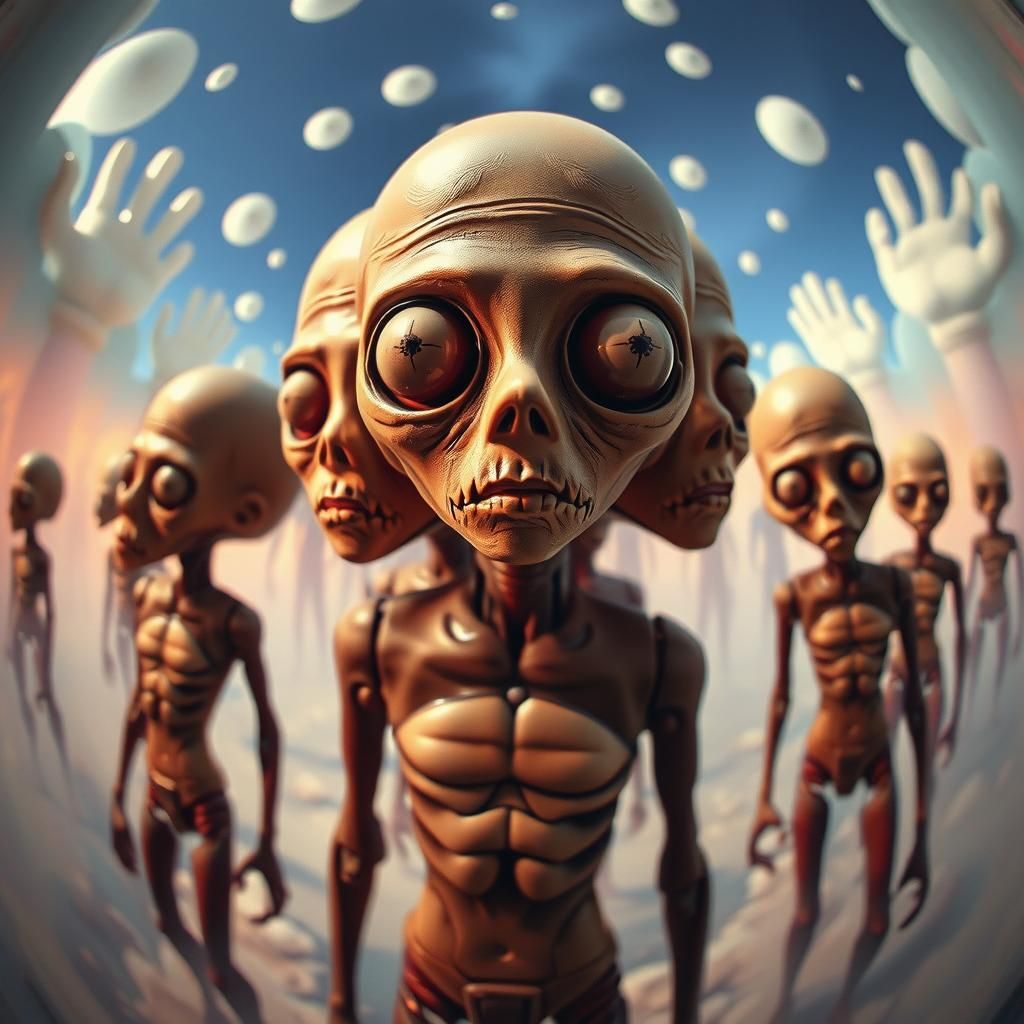 Distorted Humanoids in Surrealist Dreamscape