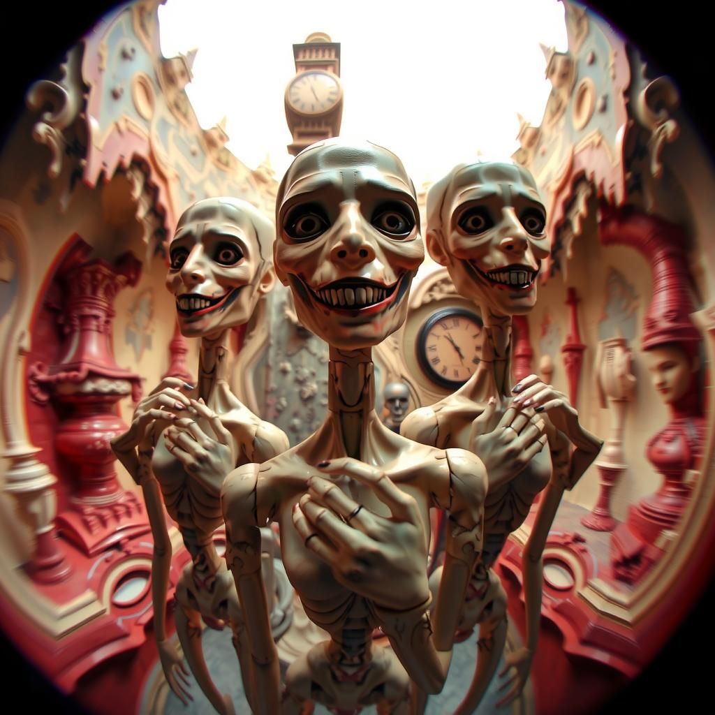 Macabre Dolls in a Surreal Dreamscape