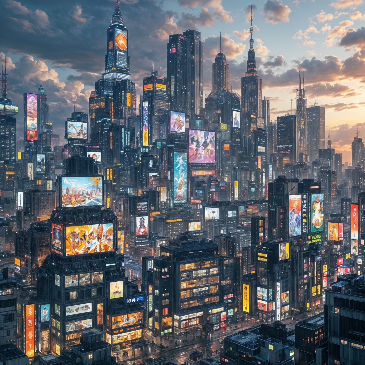 Colossal Futuristic Japanese City At Twilight