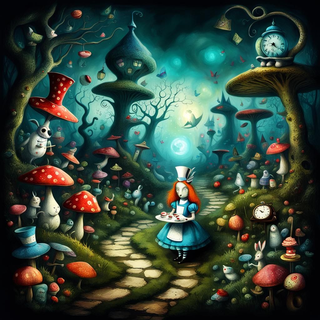 Whimsical Wonderland Scene in Impressionist Style
