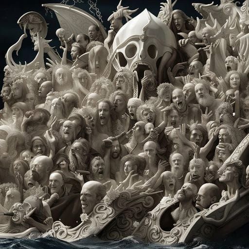 Dark Sea Battle with Ecstatic Figures