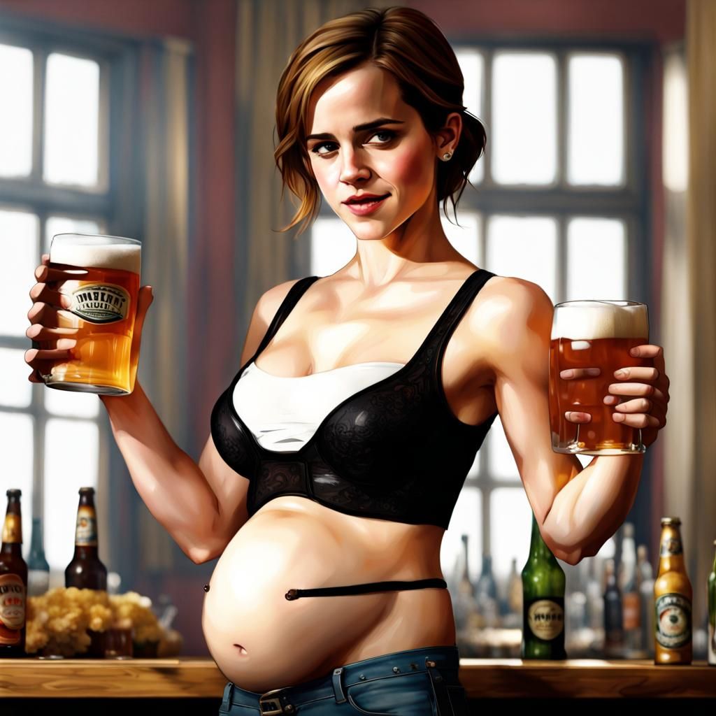 Hyperrealistic Portrait: Woman with Distended Belly