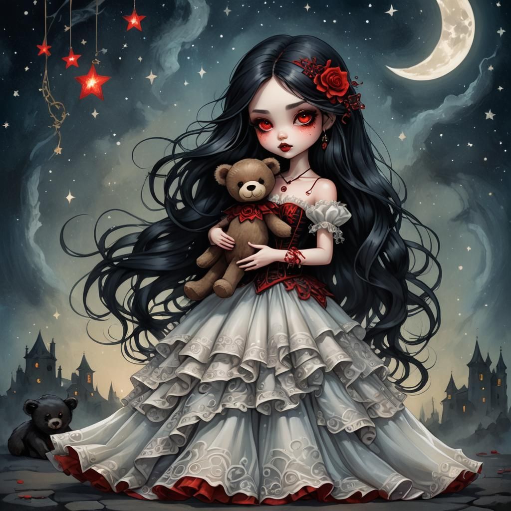 Vampire Chibi Girl in Fantasy Art Style