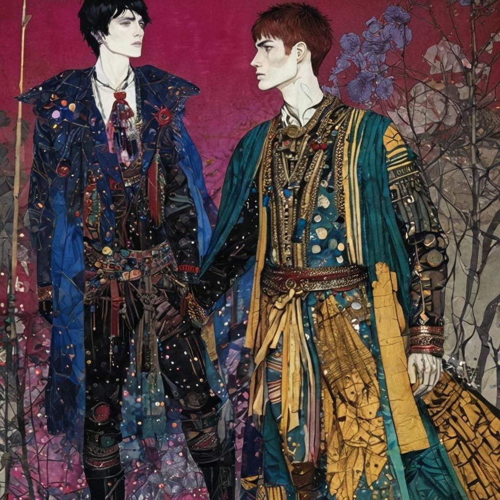 Surreal Warrior Illustration in Art Nouveau Style