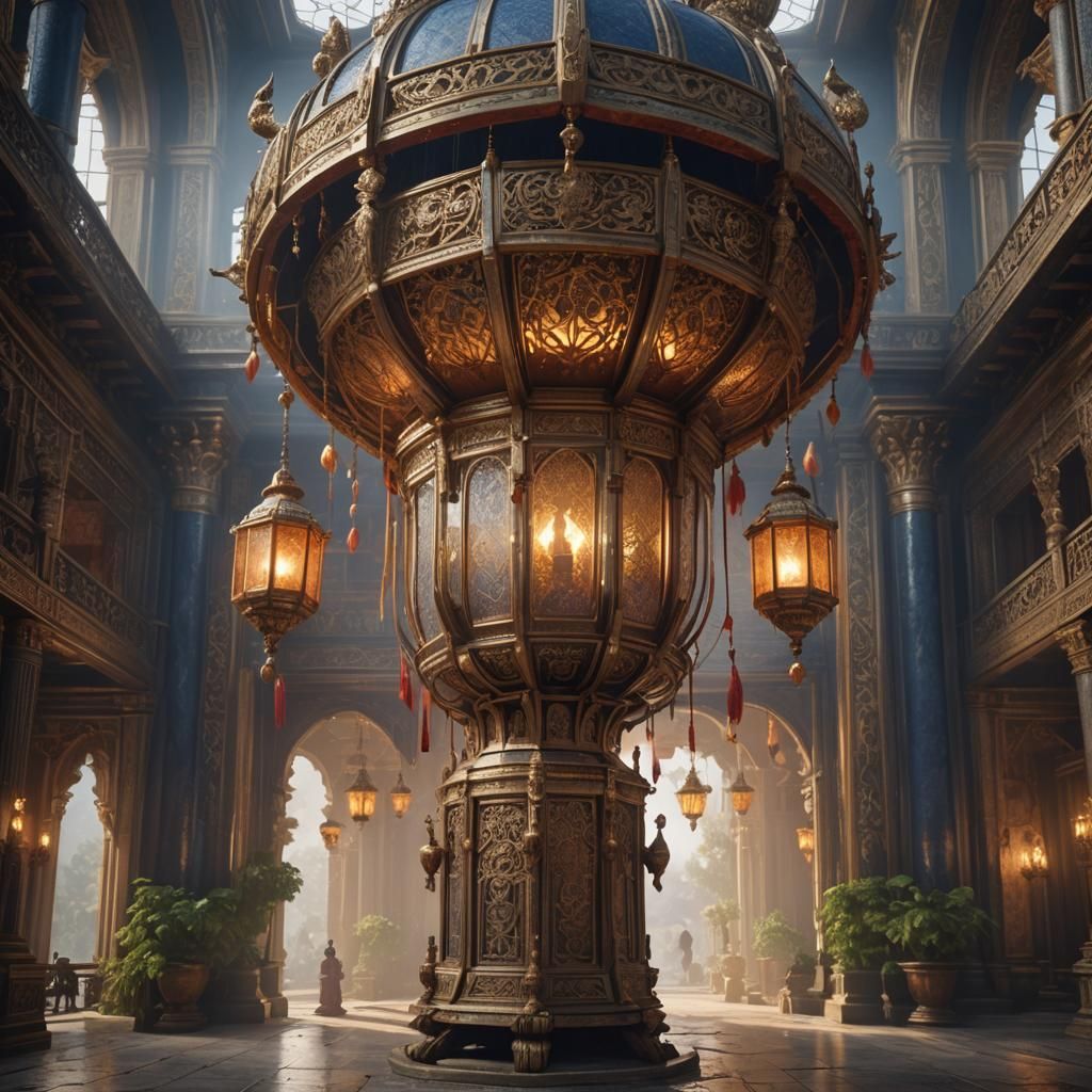 Giant Lantern Illuminates Royal Palace in Detailed Matte Pai...