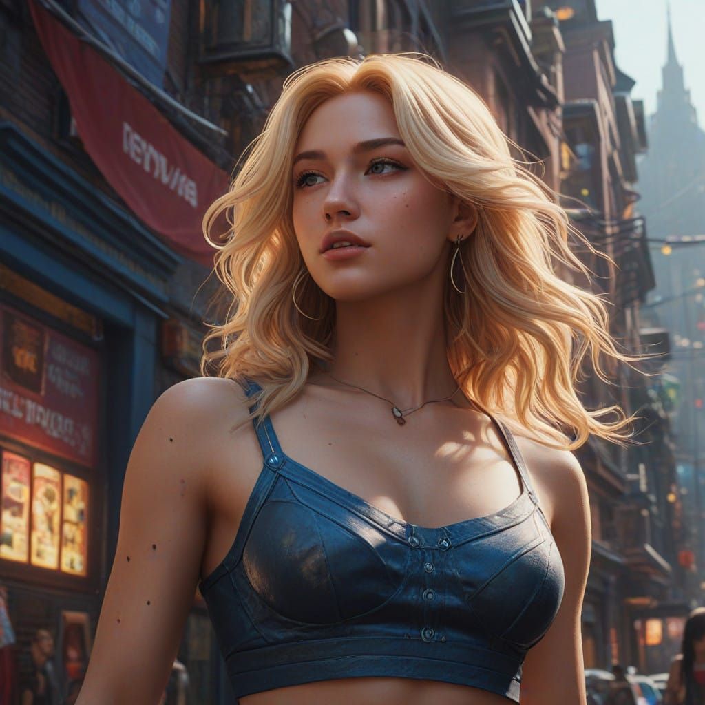 Sultry Fantasy Female Form in Vibrant High-Contrast Art