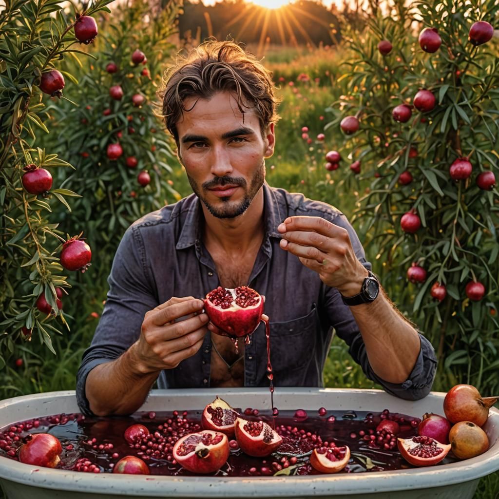 Pomegranate Meadow Bath: A Vivid Portrait