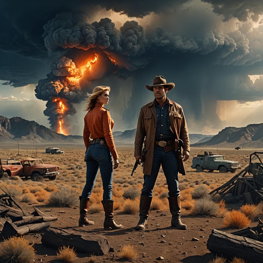 Dramatic Thriller Scene with Rancher and Sheriff