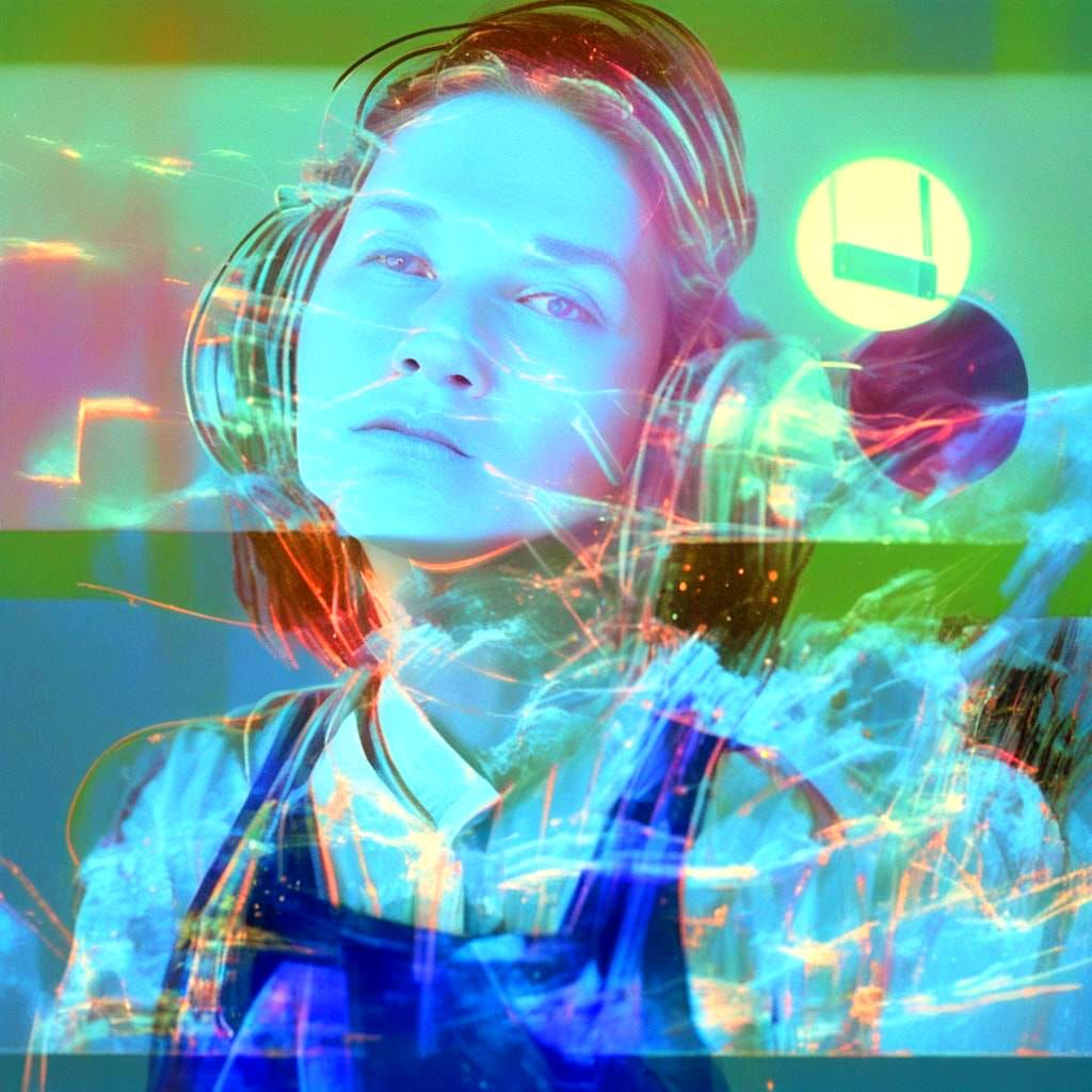 Glitched TV Screen with Double Exposure Effect