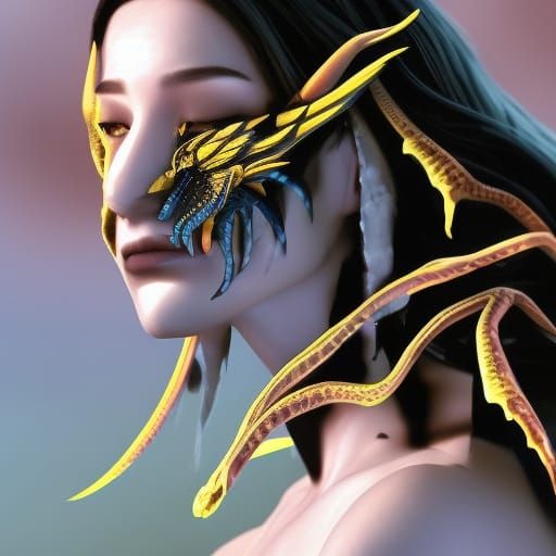 Woman's Dragon Transformation: Fantasy Concept Art