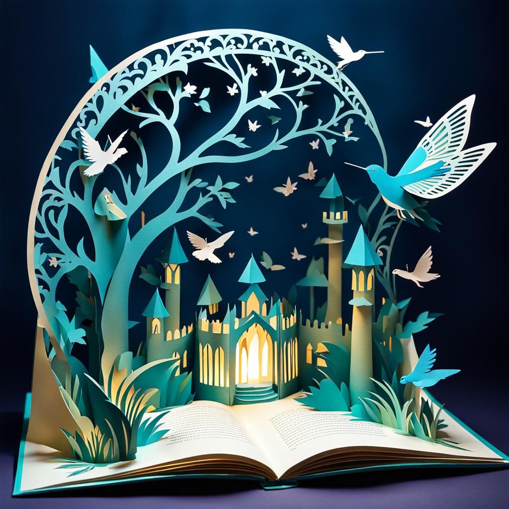 Fantasy Pop-Up Book with Flying Cutouts