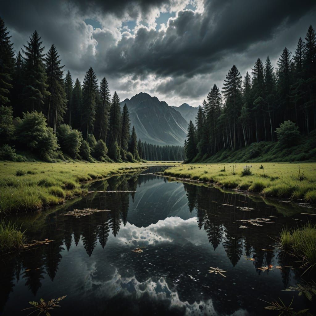 Gray and Blue Analog Film Landscape