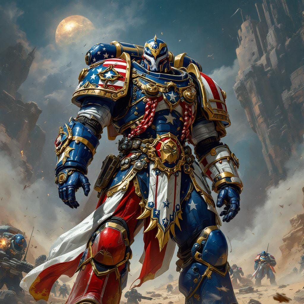 USA Space Marine Primarch on War-Torn Planet