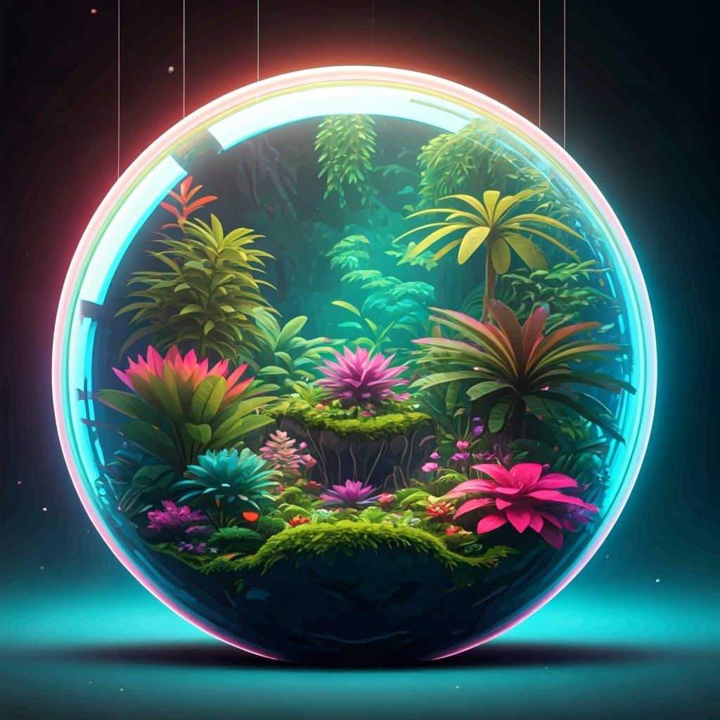 Luminous Rainbow Bubble Ecosystem: A Dreamy, Futuristic Scen...