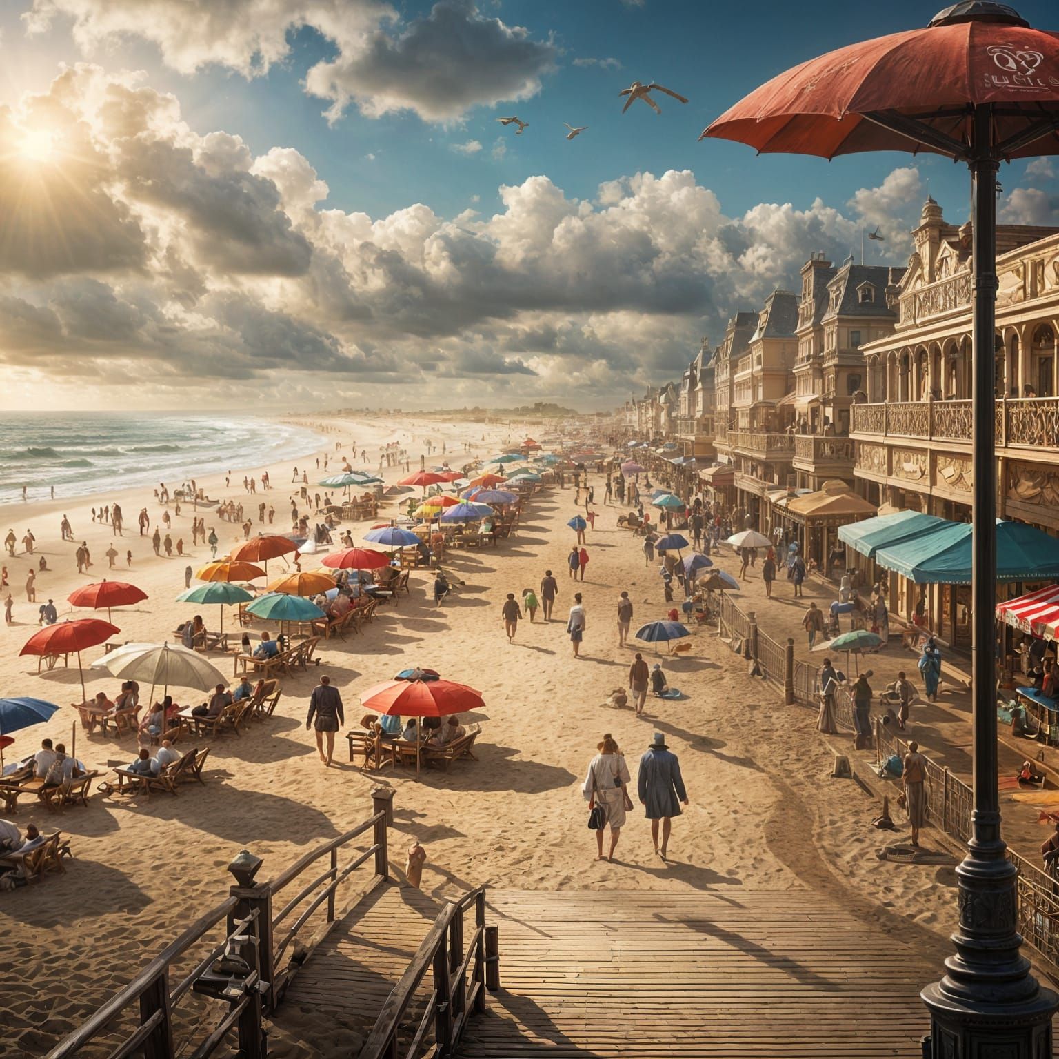 Surreal Beach Scene in Cinematic Digital Art