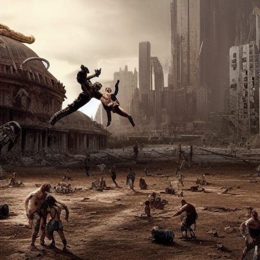 Post-Apocalyptic Wrestling Match: Epic Digital Painting