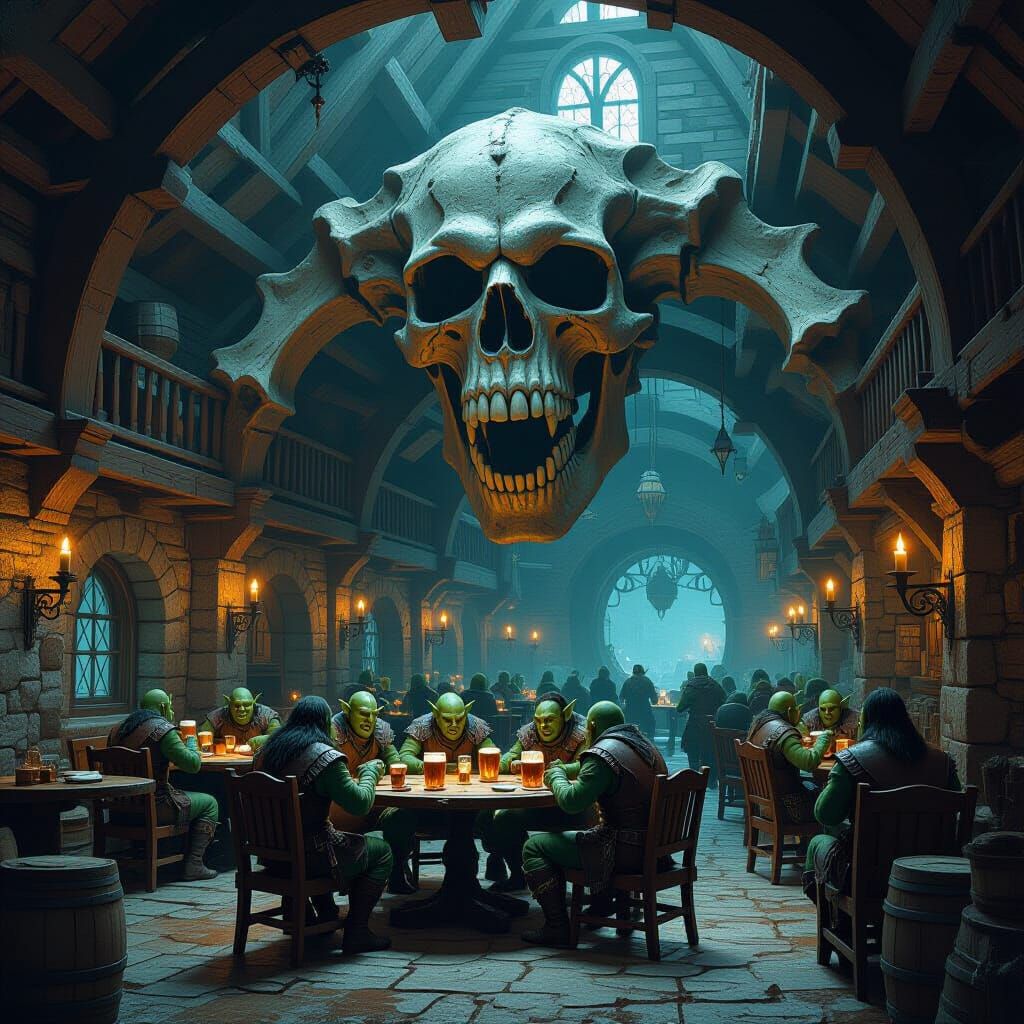 Goblin Tavern in Roc Skeleton, Matte Painting