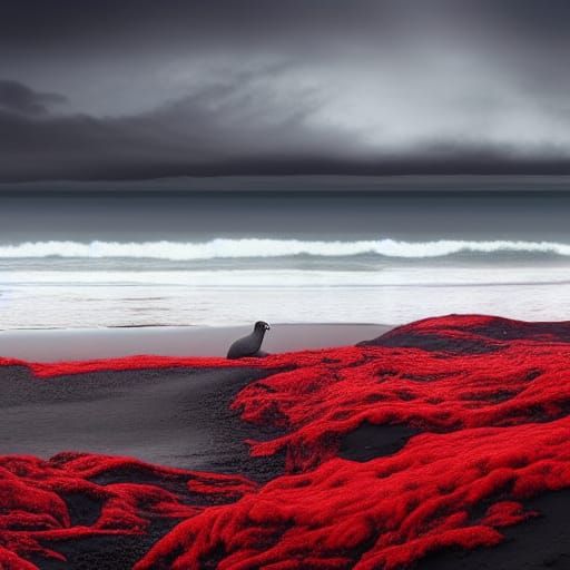 Icelandic Seals on Black Sand Beach