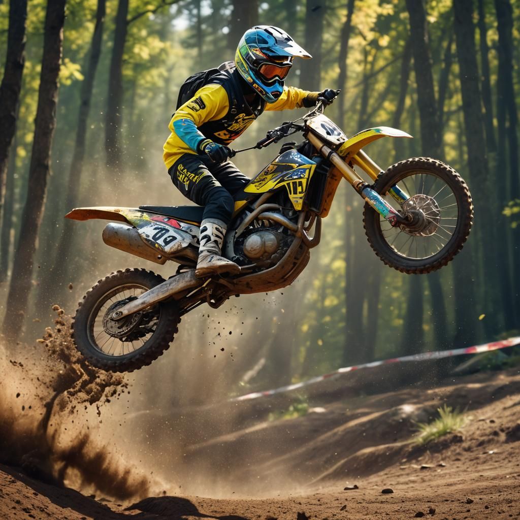 Motocross Racer Leire Jumps in Vibrant Concept Art