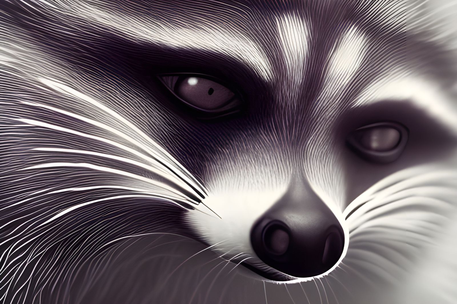 close up of a raccoon