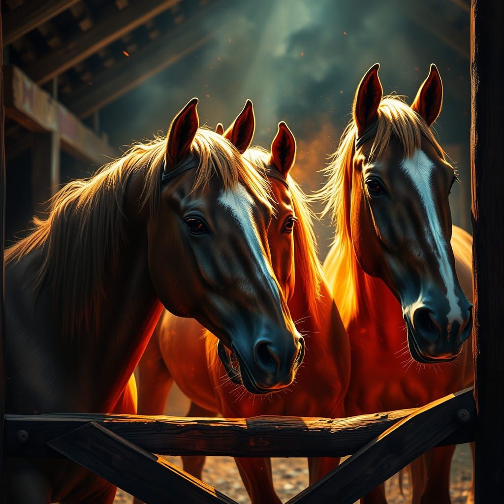 Elegant Horses in Vibrant Alcohol Ink