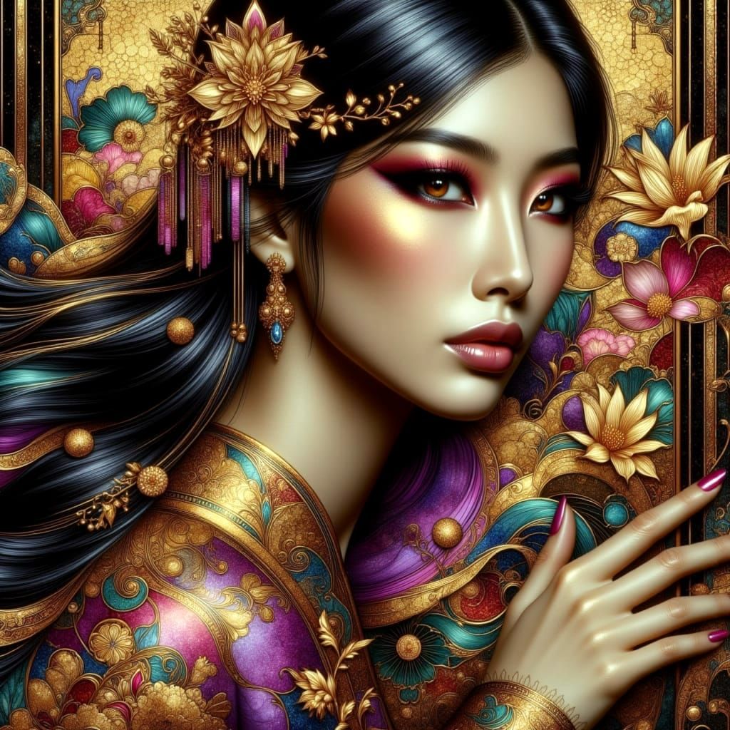Asian Goddess in Celestial Lacecraft Dress