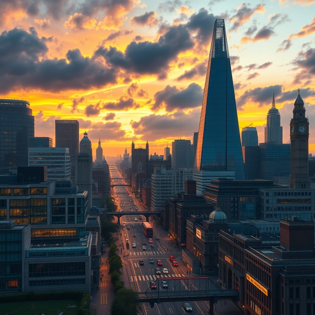 Vibrant London Cityscape at Dusk
