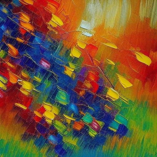 Colorful Expressionist Painting of Confusion in Impasto Styl...