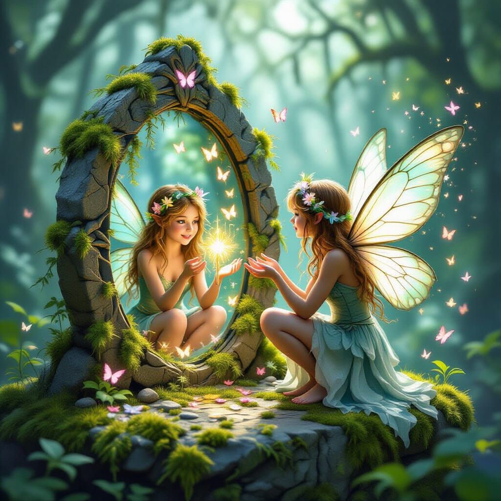 Excited by own reflection