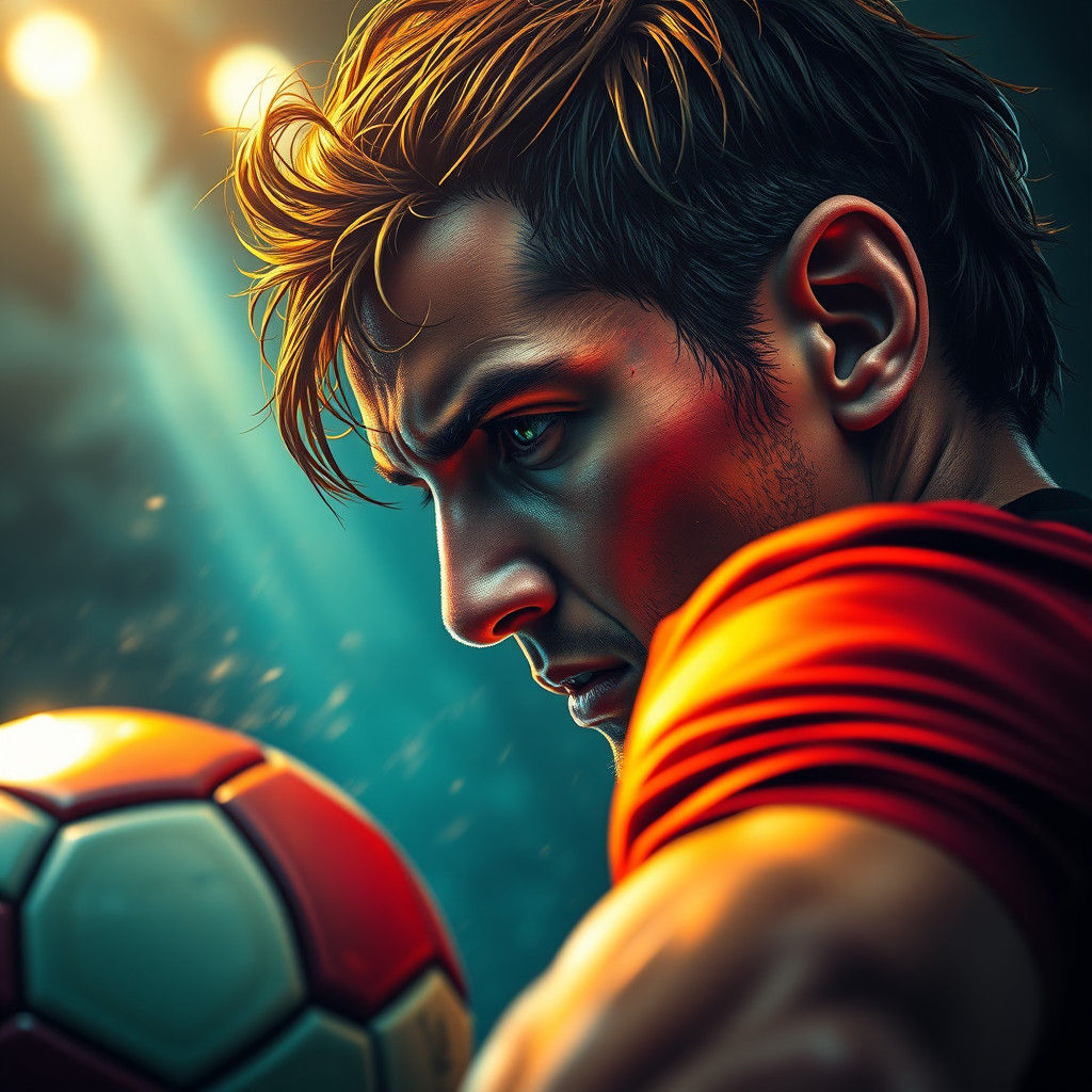 Football Player Portrait in Hyperrealistic Digital Art