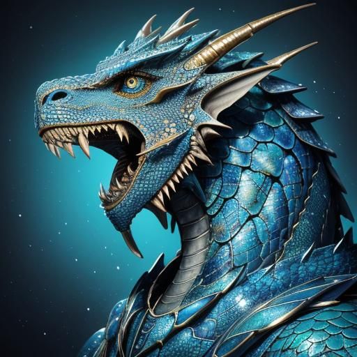 Majestic Dragon Portrait in Surreal Style
