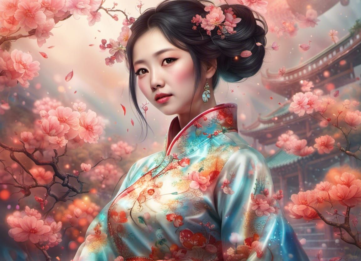 Chinese Woman in Cheong Sam Dress: Fantasy Style