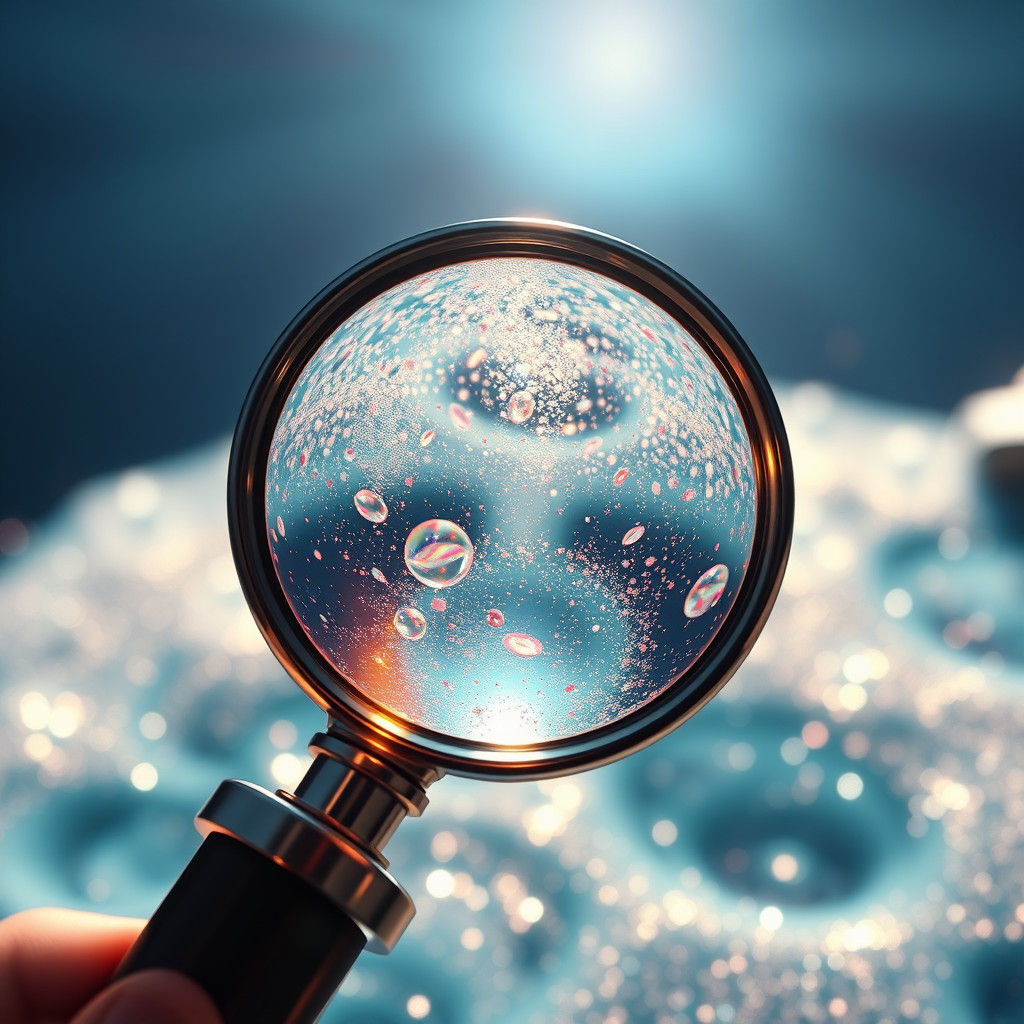 Glittering Magnifying Glass in Sunlight: Detailed Matte Pain...