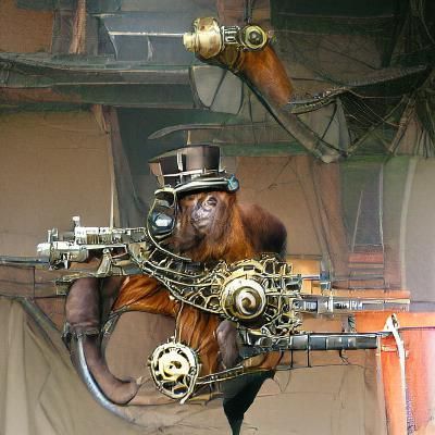 Steampunk Orangutan: Mechanical Marvel