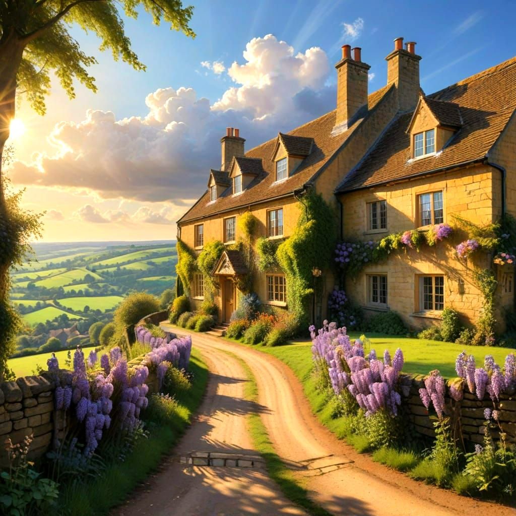 Charming Cotswolds Village in Golden Hour