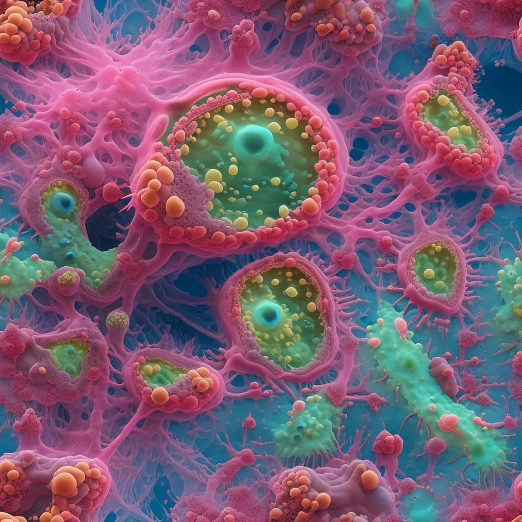 Amoebas Proteus Phagocytizing Bacteria in Microscopic View